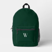 Your monogram in dark green  printed backpack (Front)