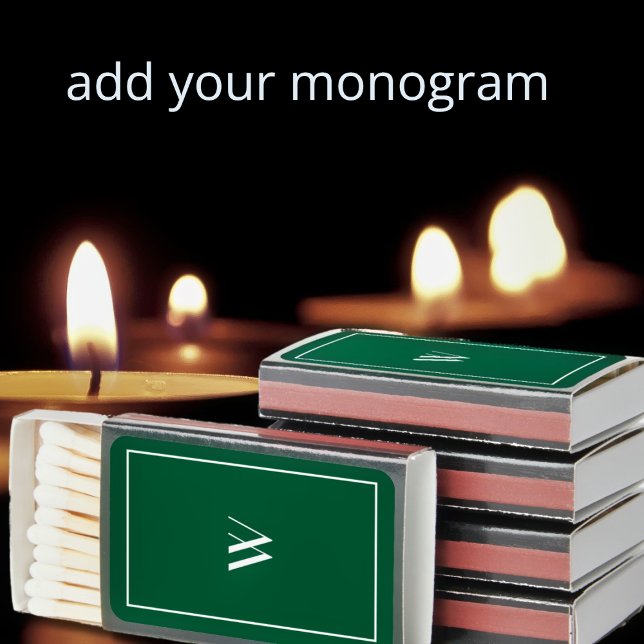 Your monogram in dark green&white   matchboxes (Creator Uploaded)