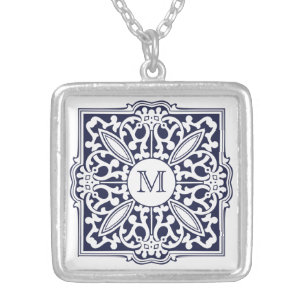 YOUR MONOGRAM in decorative frame custom necklace