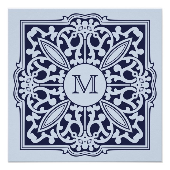 YOUR MONOGRAM in decorative frame custom poster (Front)