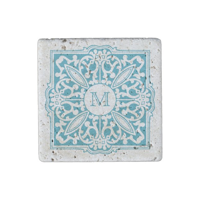 YOUR MONOGRAM in decorative frame stone magnet (Front)