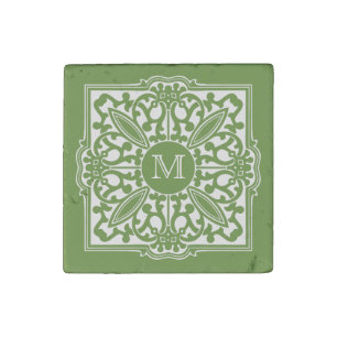 YOUR MONOGRAM in decorative frame stone magnet