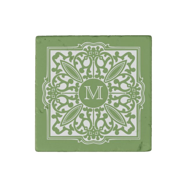 YOUR MONOGRAM in decorative frame stone magnet (Front)