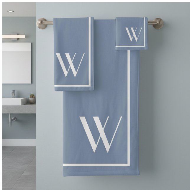 Your monogram in faded denim color bath towel set (Creator Uploaded)