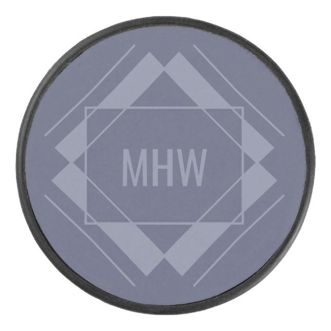 Your Monogram in Geometric Pattern hockey puck (Front)