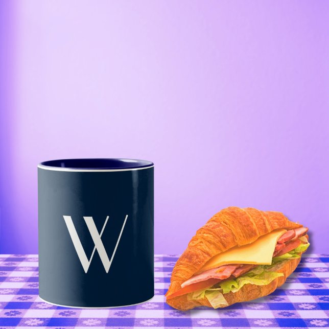 Your monogram in navy &white   Two-Tone coffee mug (Creator Uploaded)