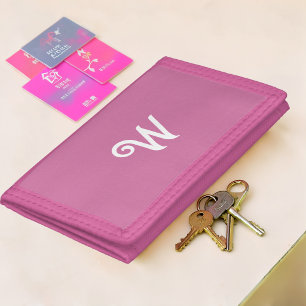 Your monogram in pink tri-fold wallet