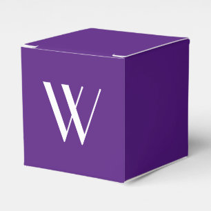 Your monogram in royal purple favor boxes