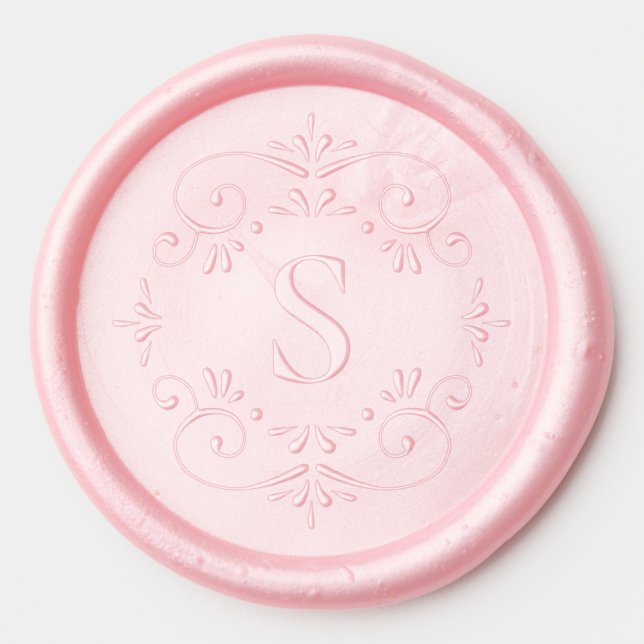 Your Monogram Initial with Decorative Border Wax Seal Sticker (Front)