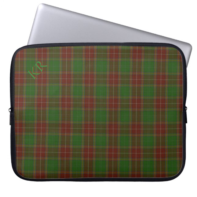 Your monogram Initials on Baxter Clan Tartan Laptop Sleeve (Front)