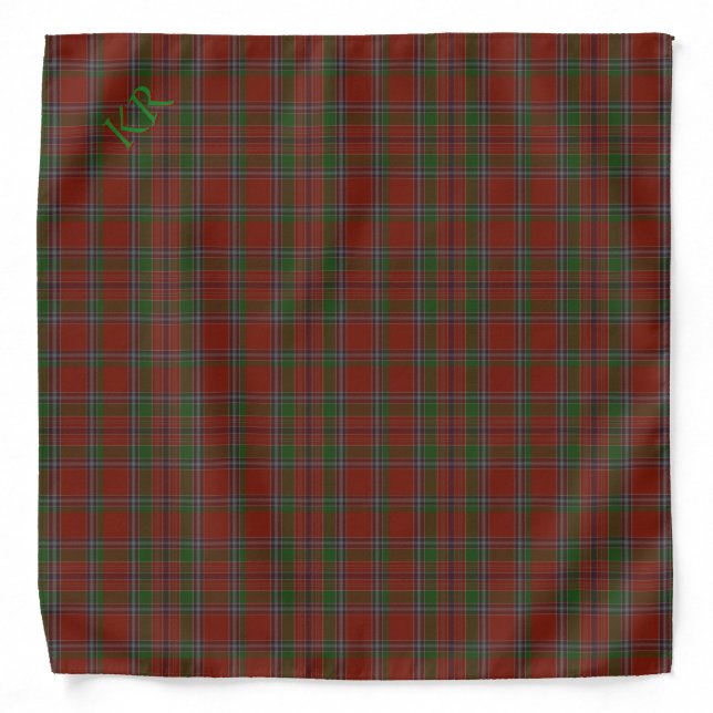 Your monogram / initials on Birral Clan Tartan Bandana (Front)