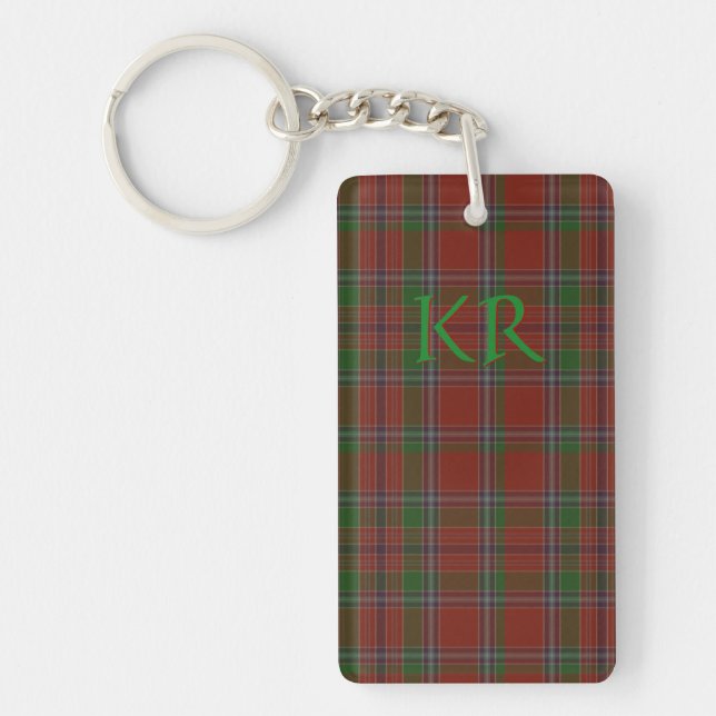 Your monogram / initials on Birral Clan Tartan Keychain (Front)