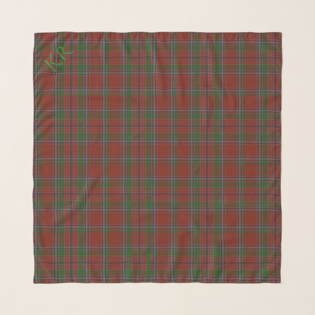 Your monogram / initials on Birral Clan Tartan Scarf (Front)