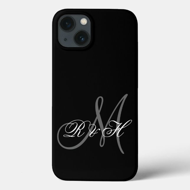YOUR MONOGRAM INITIALS | SIMPLE BLACK GREY Case-Mate iPhone CASE (Back)