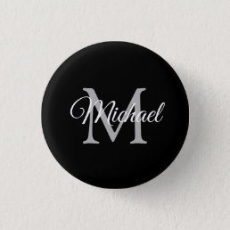 Your Monogram Name Black Template Round Small Button