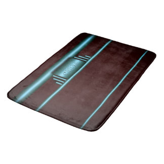 Your monogram on luxury art deco blue and maroon bathroom mat