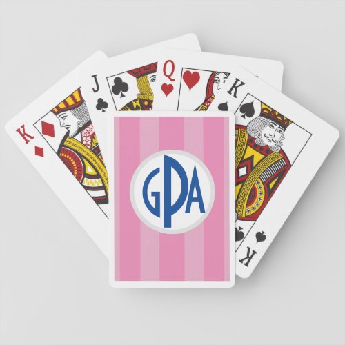 Your monogram on Raspberry âœBeach Chair Stripesâ Playing Cards
