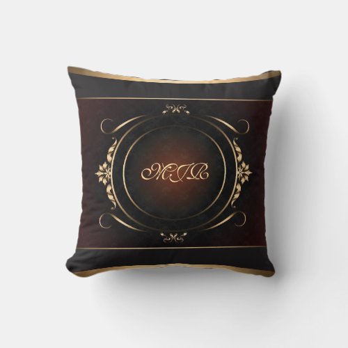 Your monogram on royal burgundy and gold throw pillow