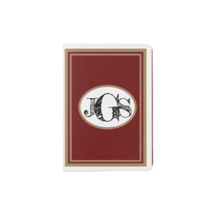 Your MONOGRAM on WHITE, BURGUNDY field,TAN trim, Passport Holder