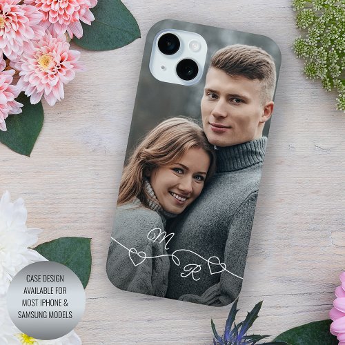 Your Monograms And Intertwined Love Hearts iPhone 15 Plus Case