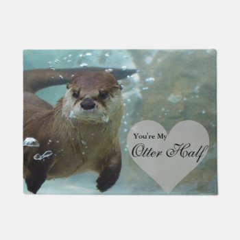 Your My Otter Half Brown River Otter Swimming Doormat by FanciesCreations at Zazzle
