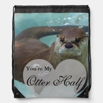 Your My Otter Half Brown River Otter Swimming Drawstring Bag by FanciesCreations at Zazzle