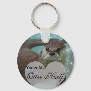 Your My Otter Half Brown River Otter Swimming Keychain by FanciesCreations at Zazzle