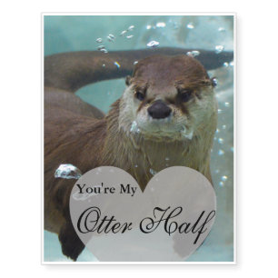 Your my Otter Half Brown River Otter Swimming Temporary Tattoos