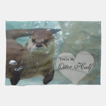 Your My Otter Half Brown River Otter Swimming Towel by FanciesCreations at Zazzle
