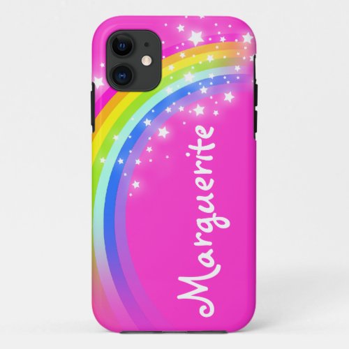 Your name 10 letter rainbow pink iphone case