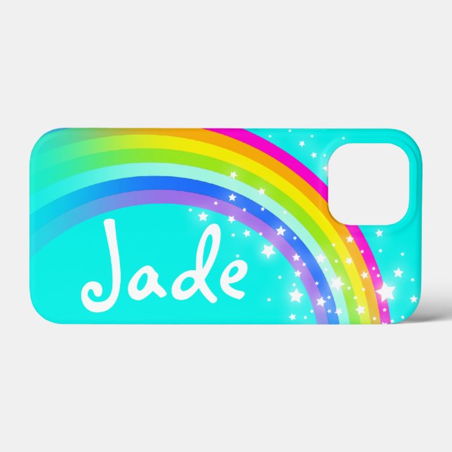 Your name 4 letter rainbow aqua Case-Mate iPhone case (Back (Horizontal))