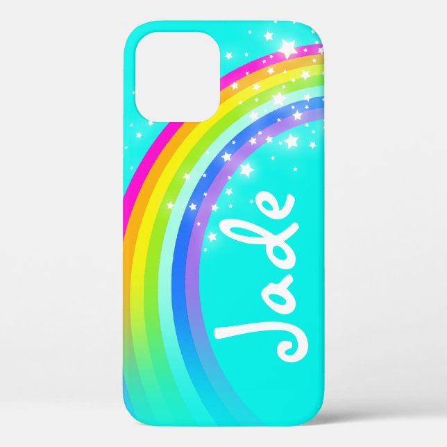 Your name 4 letter rainbow aqua iphone case (Back)