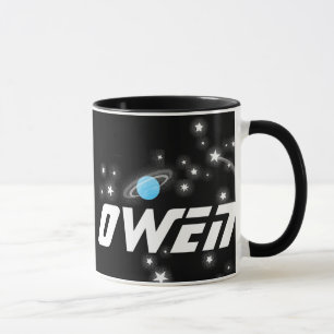 Your name (4 letter) space red black kids mug