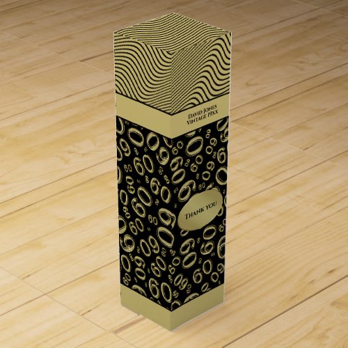 Your Name 60th Birthday GoldBlack Number Pattern Wine Box