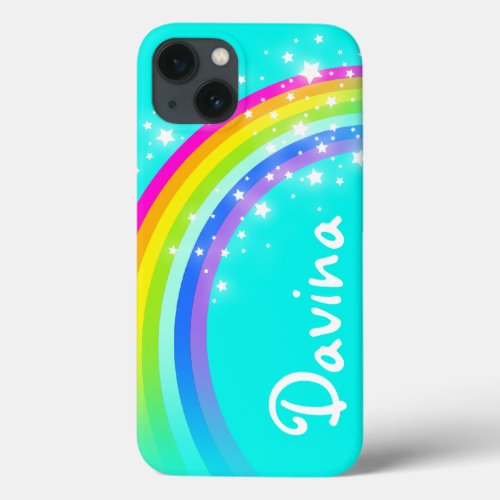 Your name 6 letter rainbow aqua  iPhone 13 case
