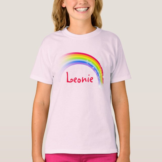 "Your name" (6 letter) rainbow pink red top (Front)