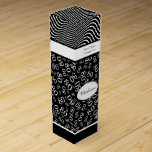 Your Name 80th Birthday Black/White Number Pattern Wine Gift Box<br><div class="desc">Easily personalize the text on this black and white 80th birthday theme with the templates supplied. This design is a black and white random number pattern with 80 repeated in varied sizes and angles in an all-over print. The top is funky wavy stripes. There is a white band around the...</div>