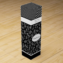 Your Name 80th Birthday Black/White Number Pattern Wine Gift Box