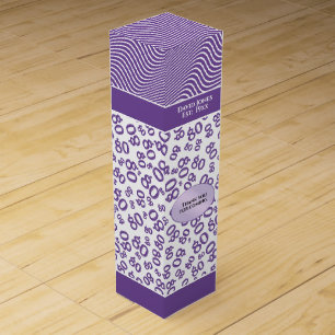 Your Name 80th Birthday Purple Number 80 Pattern Wine Box
