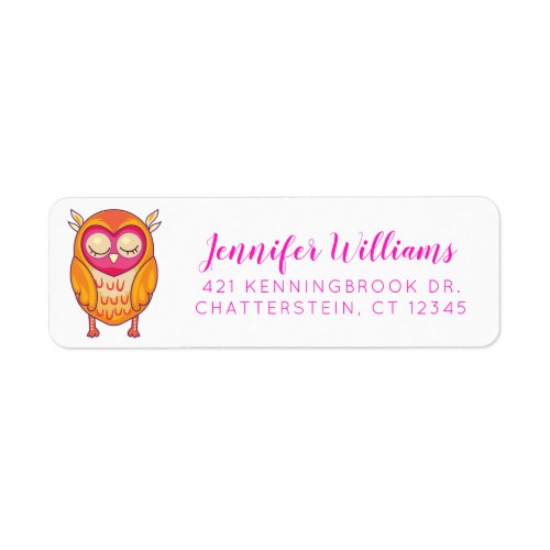 Your Name Address  Cute Neon Boho Owl Label