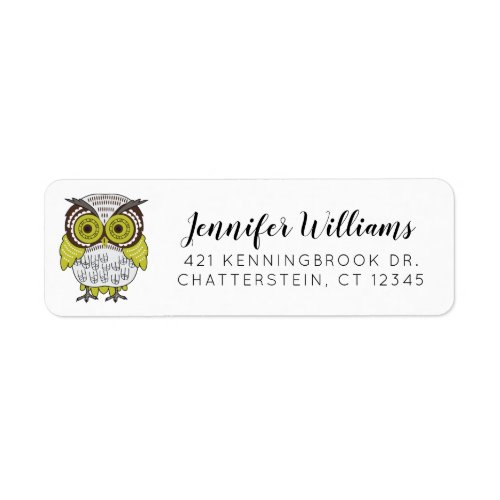Your Name Address  Cute Neon Boho Owl Label