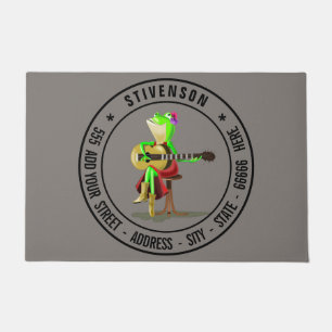 Your Name and Address or Custom Text - Guitar Frog Doormat