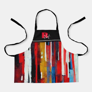 Your Name And Initial Abstract Colorful Apron by 85leobar85 at Zazzle