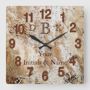 Your NAME and INITIALS Rustic Man Cave Wall Clocks