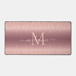 Your Name and Letter Rose Gold Desk Mat