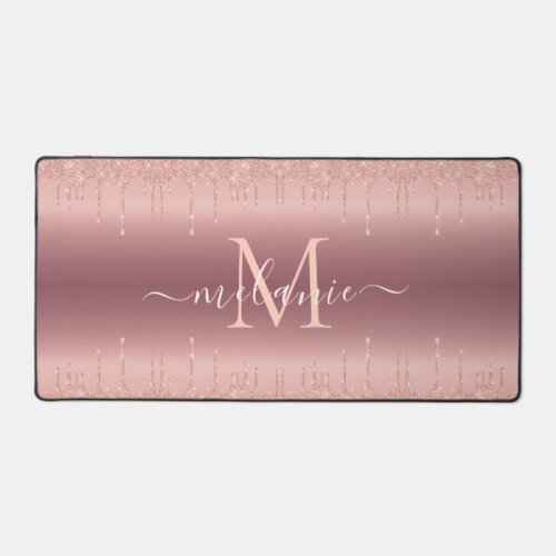 Your Name and Letter Rose Gold Desk Mat