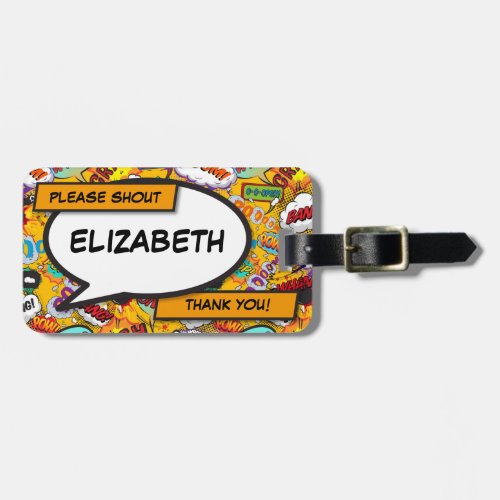 Your Name and Message Speech Bubble Fun Retro Luggage Tag