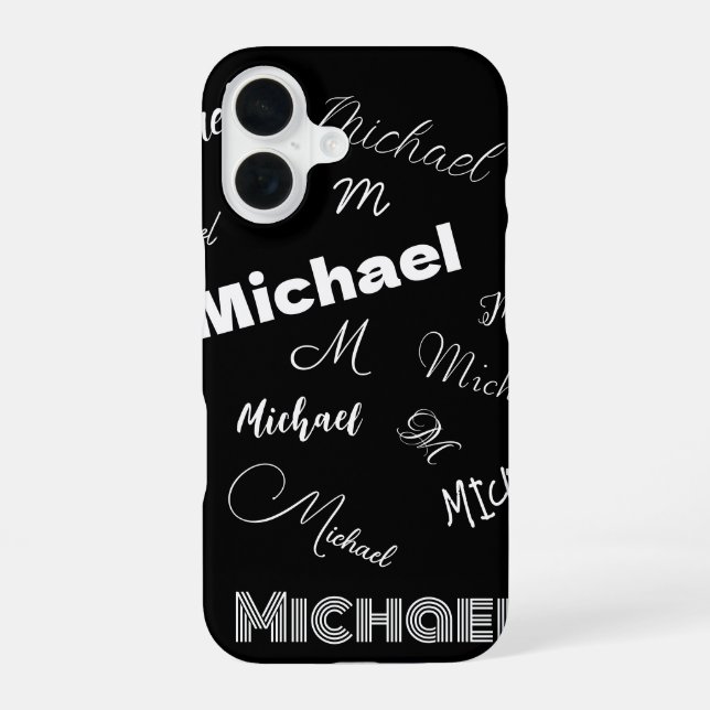 Your name and monogram custom pattern black iPhone case (Back)