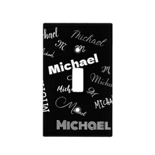Your name and monogram custom pattern black light switch cover