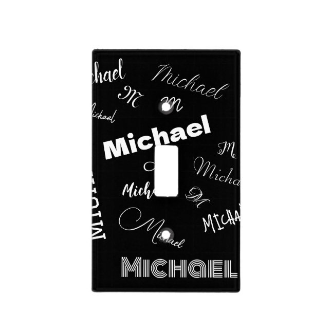Your name and monogram custom pattern black light switch cover (Front)